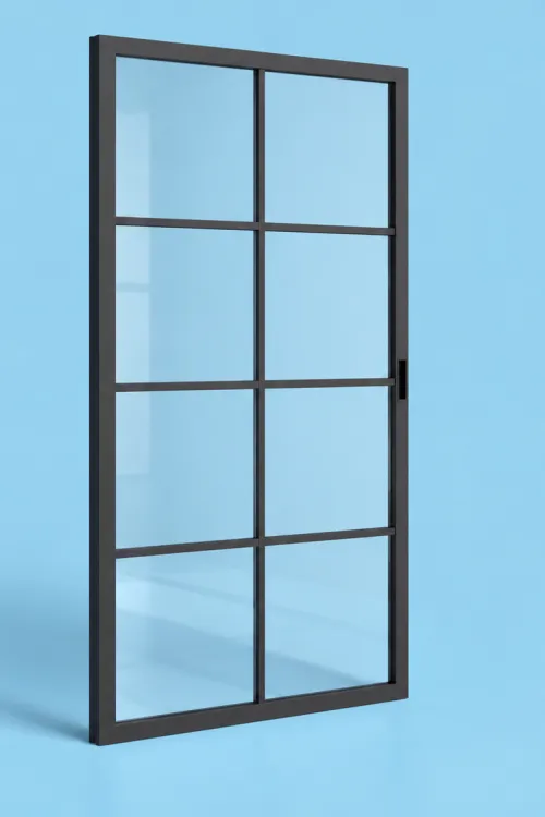 Metal framed crittal style door leaf