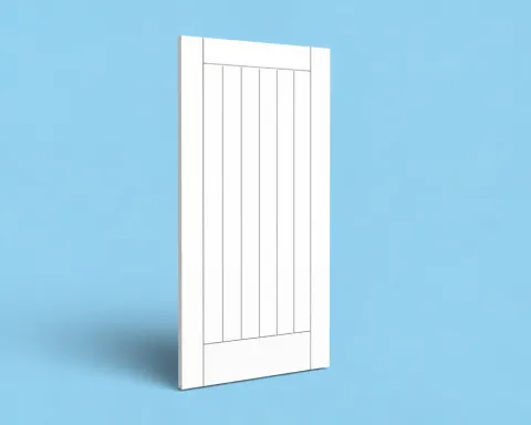 Vertical boarded style door leaf
