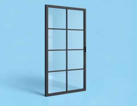 Metal framed crittal style door leaf