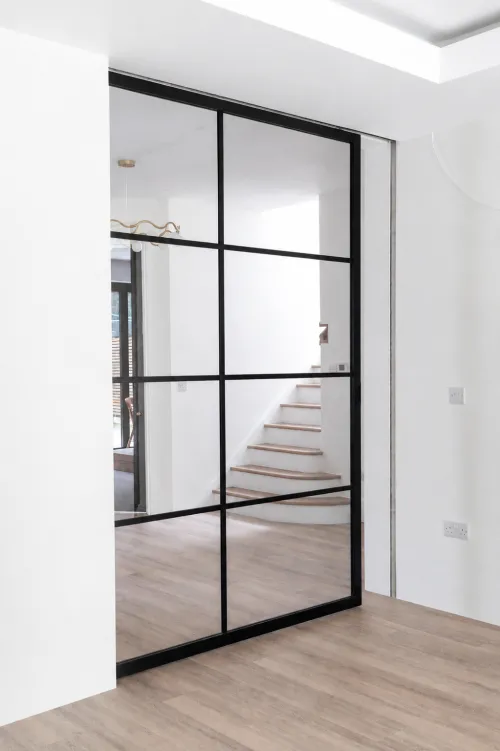 Metal framed door in pocket kit