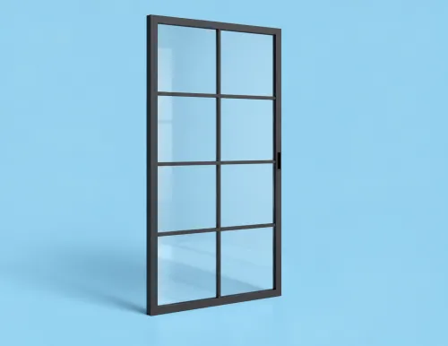 Metal framed crittal style door leaf